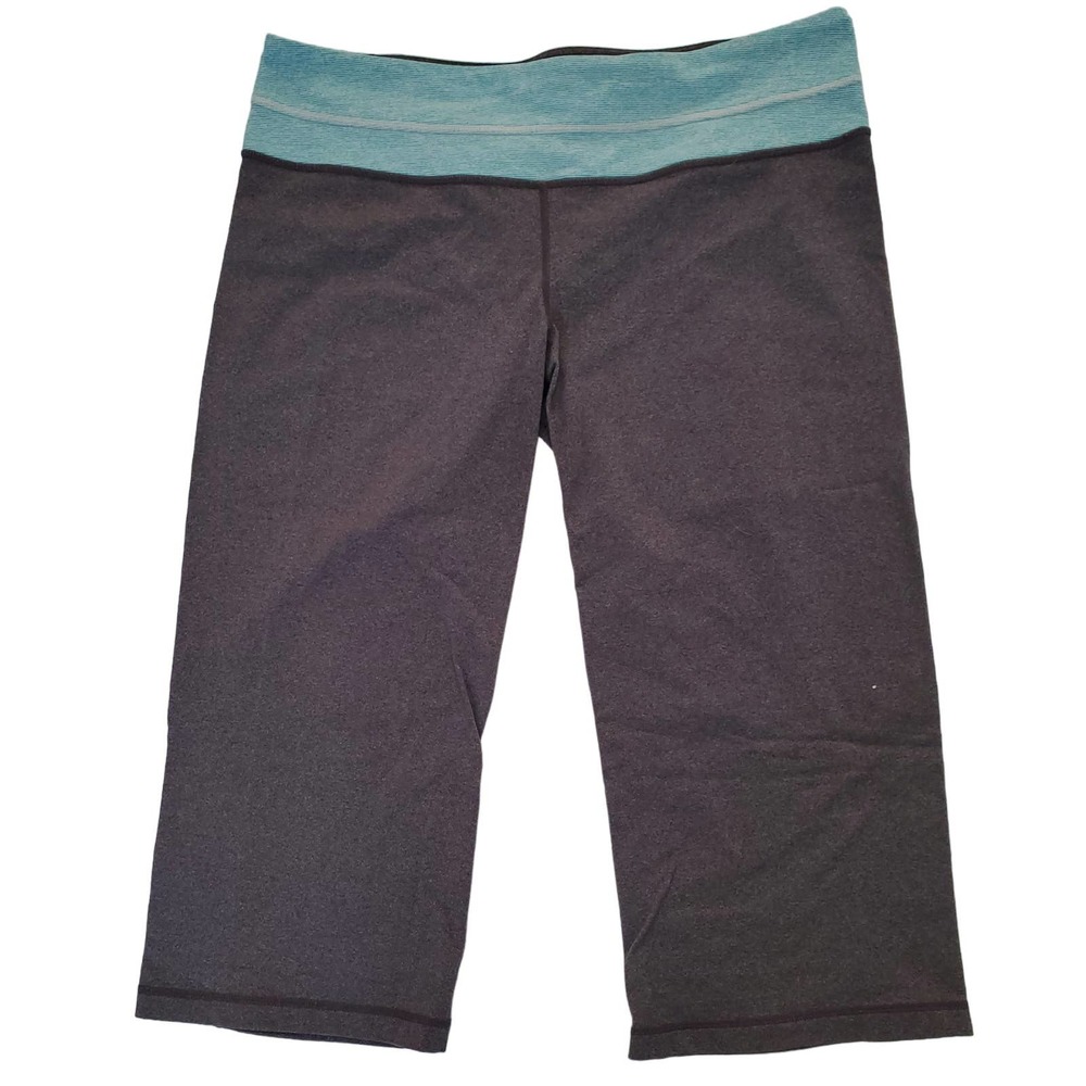 Lululemon Groove Crop, Coal/Surge Wee Stripe/Sz 12/Great Cond.